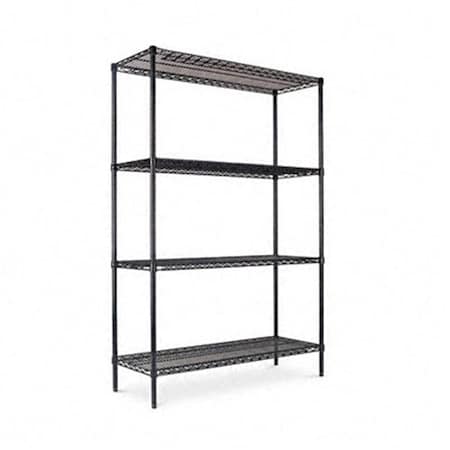Alera Alera SW50-4818BL Wire Shelving Starter Kit- 4 Shelves- 48w x 18d x 72h- Black SW50-4818BL